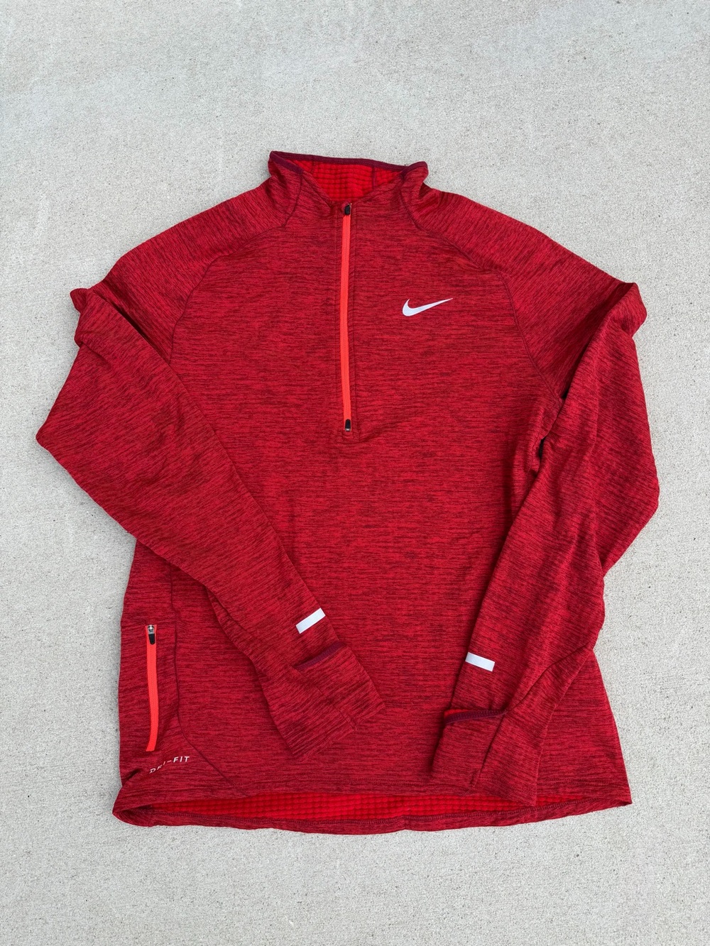 Nike Dri-FIT Element Half Zip Running Jacket Women's Medium Red Thumbholes